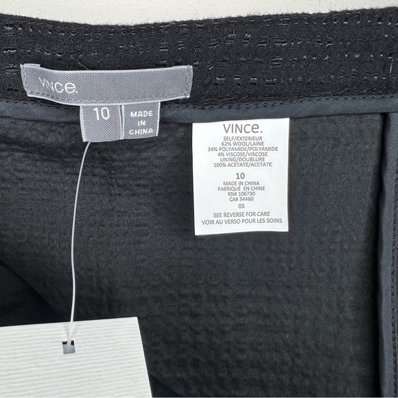 NWT Vince Black Wool Blend Skirt Size 10 - Picture 7 of 8
